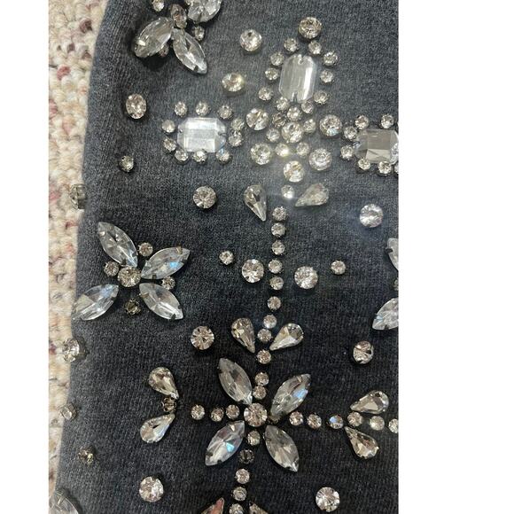 Hemant & Nandita Gray Embellished Jeweled Rhinestone Crew Sweatshirt Size S - Picture 6 of 10